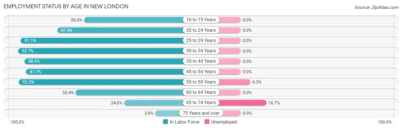 Employment Status by Age in New London