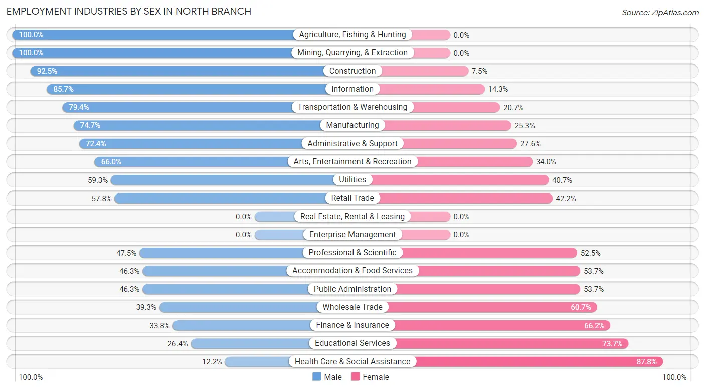 Employment Industries by Sex in North Branch