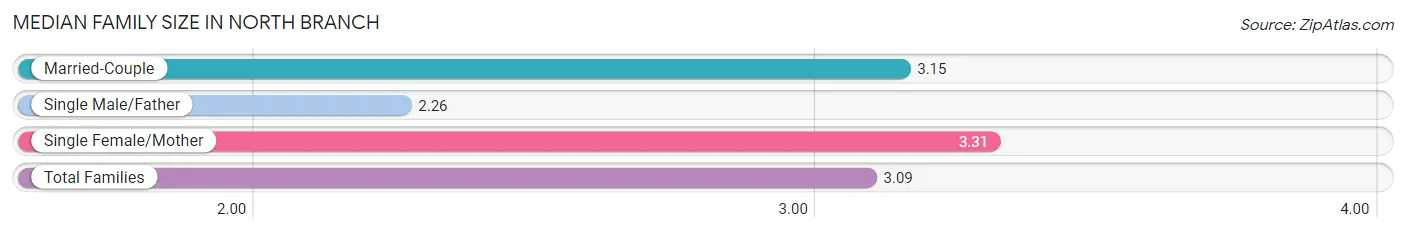 Median Family Size in North Branch