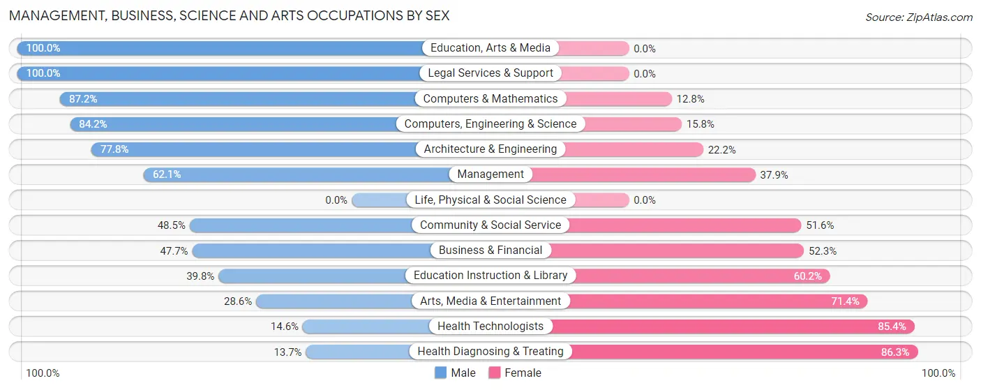 Management, Business, Science and Arts Occupations by Sex in Nowthen