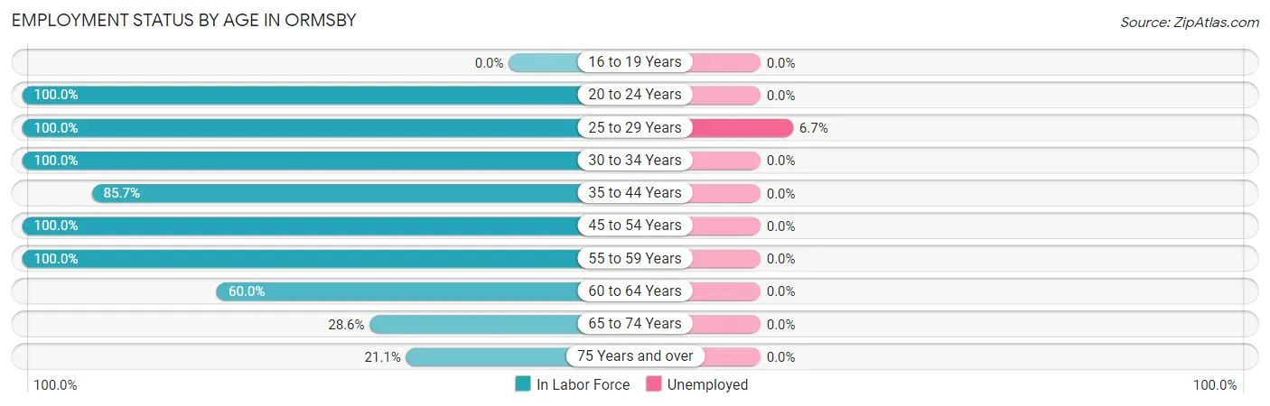 Employment Status by Age in Ormsby