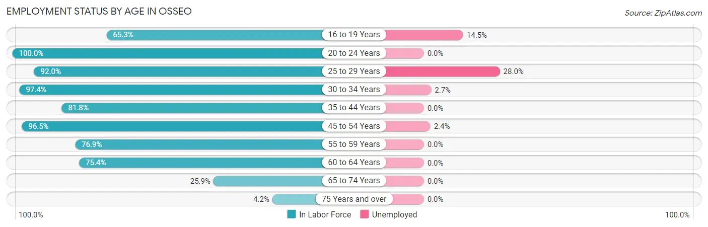 Employment Status by Age in Osseo