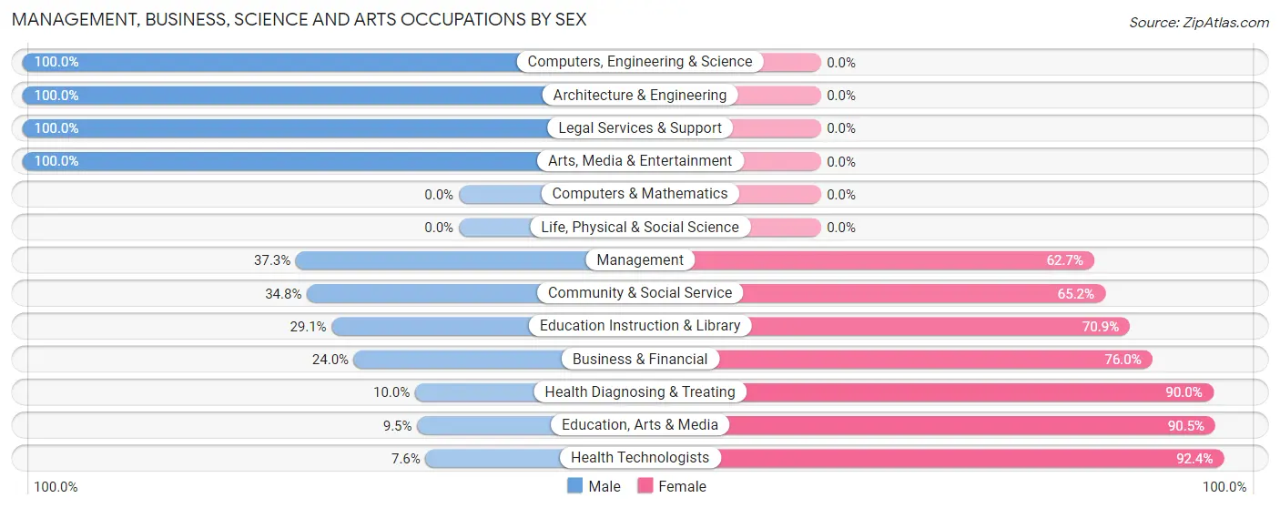 Management, Business, Science and Arts Occupations by Sex in Paynesville