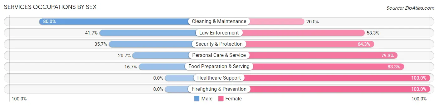 Services Occupations by Sex in Pierz
