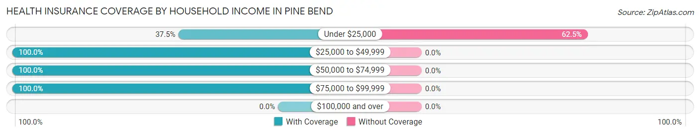 Health Insurance Coverage by Household Income in Pine Bend