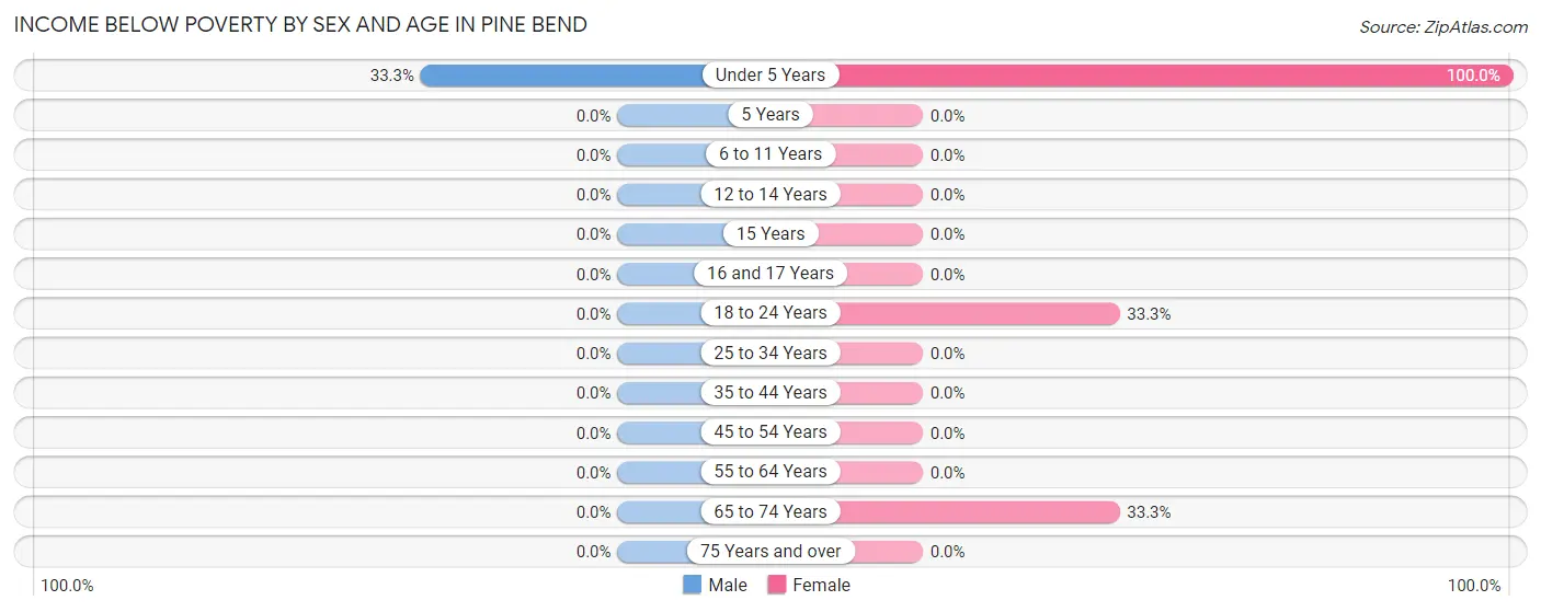 Income Below Poverty by Sex and Age in Pine Bend