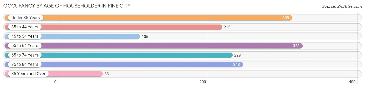 Occupancy by Age of Householder in Pine City