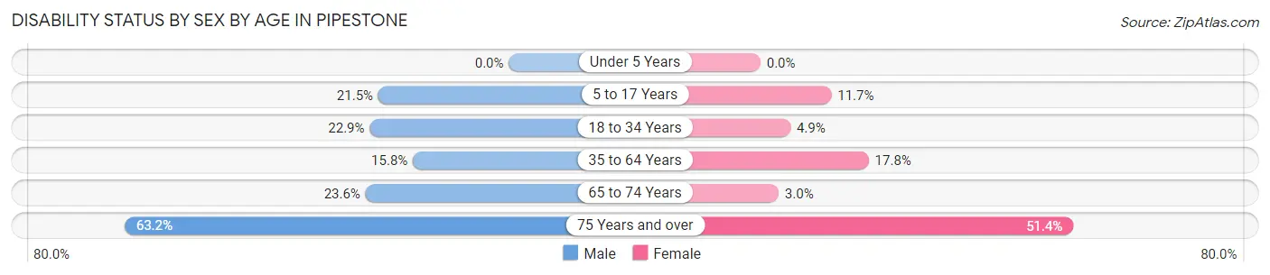 Disability Status by Sex by Age in Pipestone