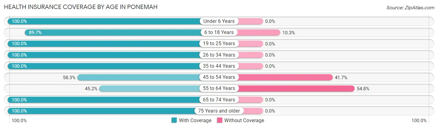 Health Insurance Coverage by Age in Ponemah