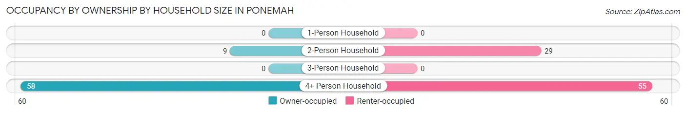 Occupancy by Ownership by Household Size in Ponemah