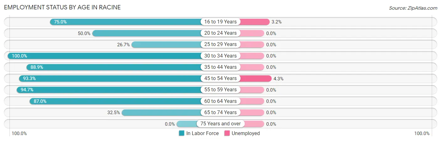 Employment Status by Age in Racine