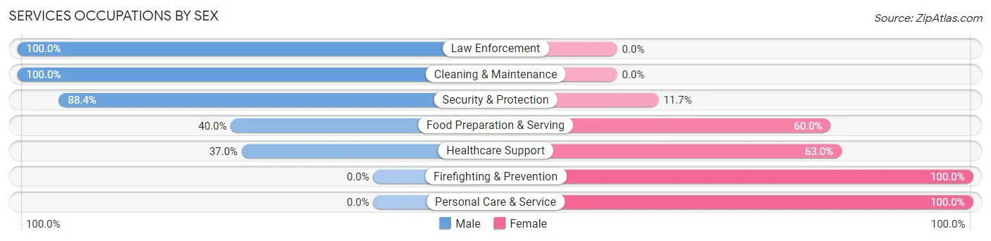 Services Occupations by Sex in Red Lake