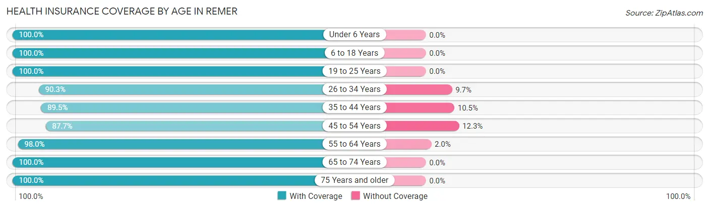 Health Insurance Coverage by Age in Remer
