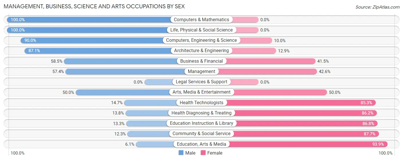 Management, Business, Science and Arts Occupations by Sex in Rice