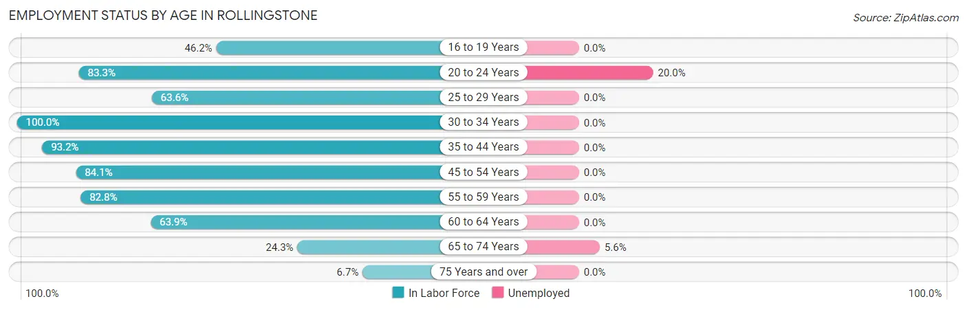 Employment Status by Age in Rollingstone