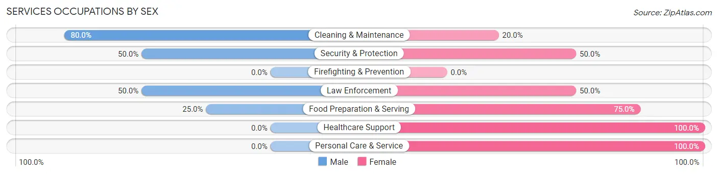Services Occupations by Sex in Round Lake