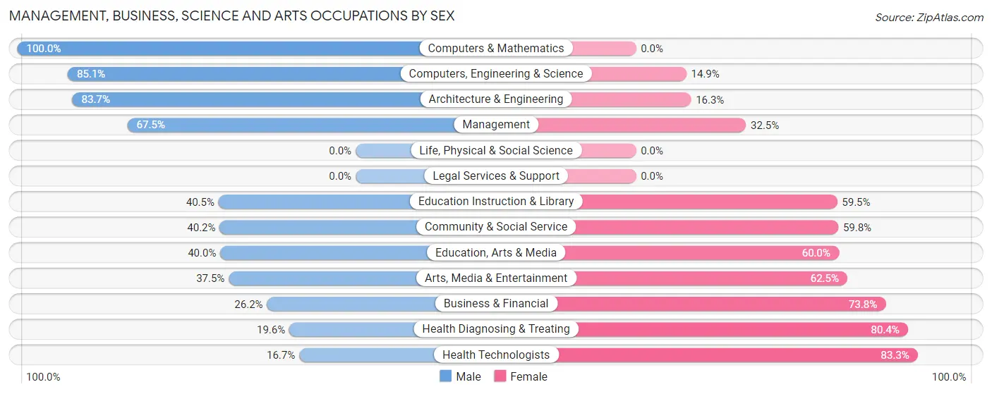 Management, Business, Science and Arts Occupations by Sex in Rushford