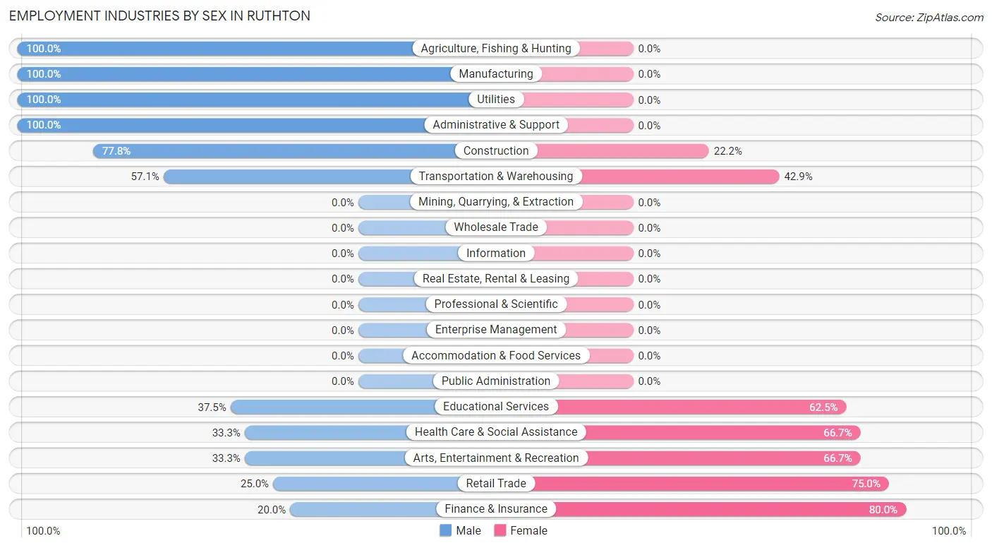 Employment Industries by Sex in Ruthton