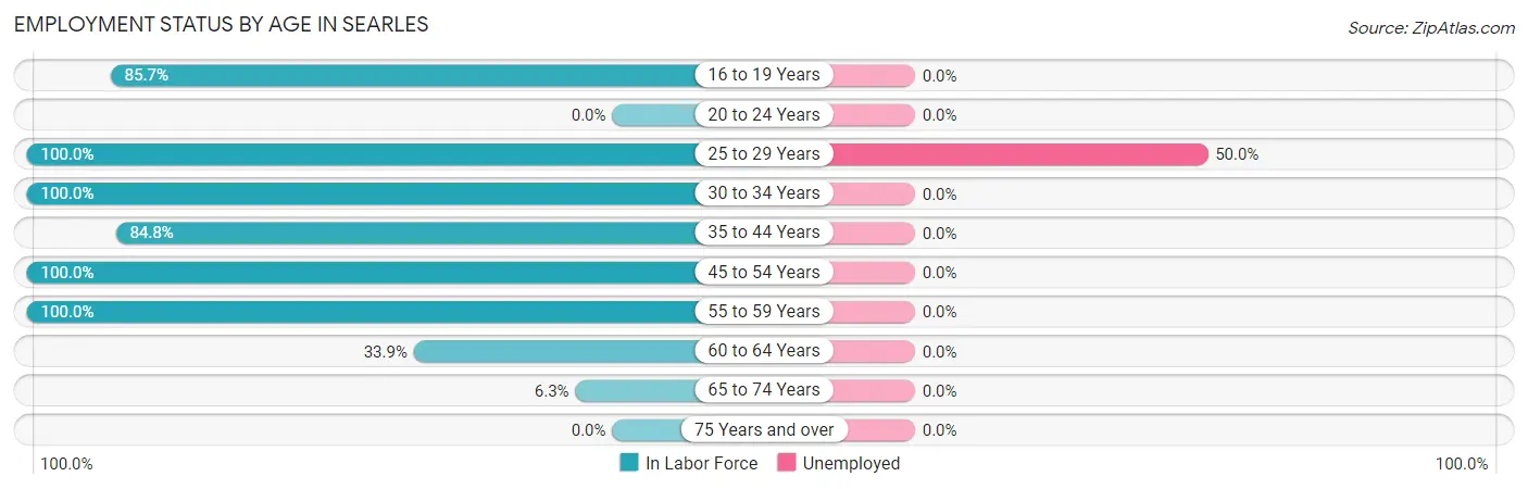 Employment Status by Age in Searles