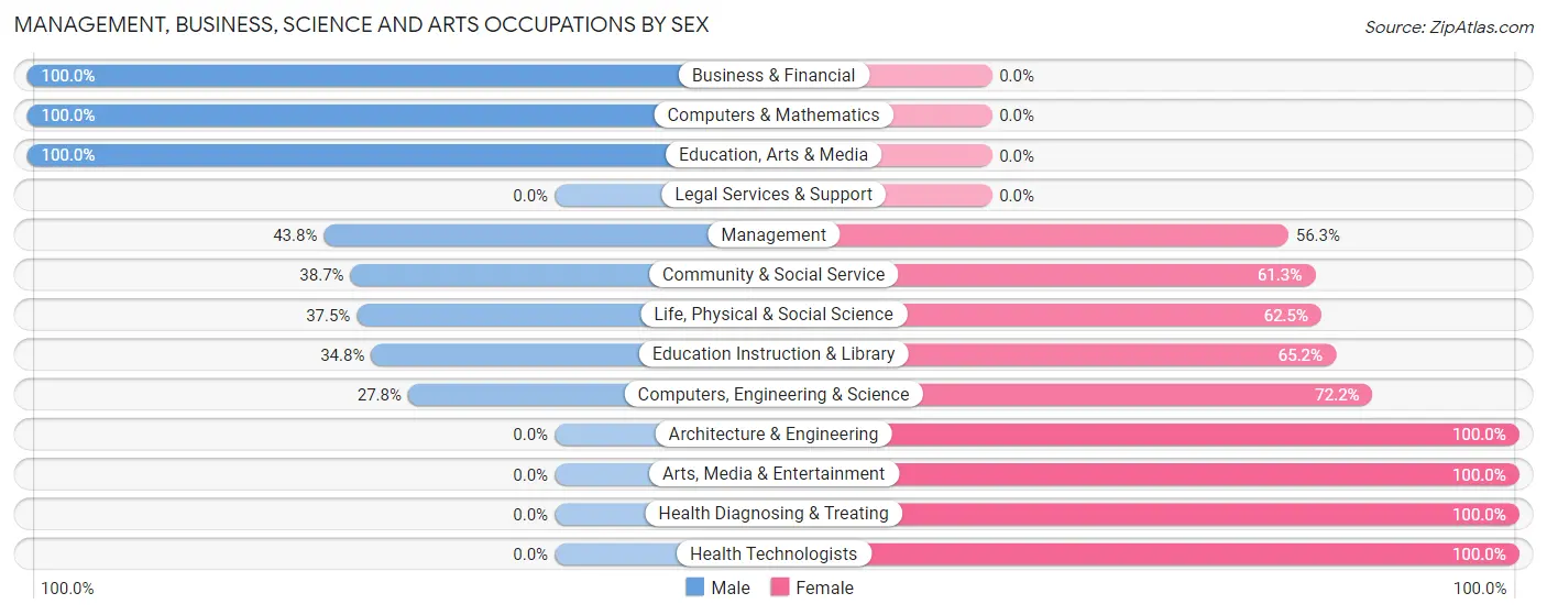 Management, Business, Science and Arts Occupations by Sex in Sebeka