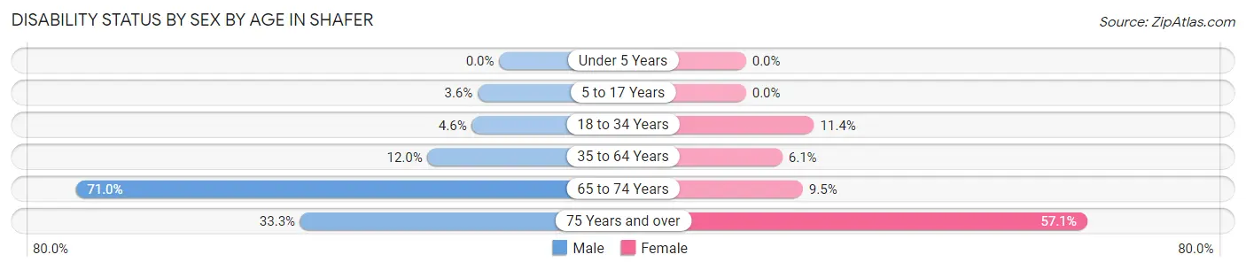 Disability Status by Sex by Age in Shafer