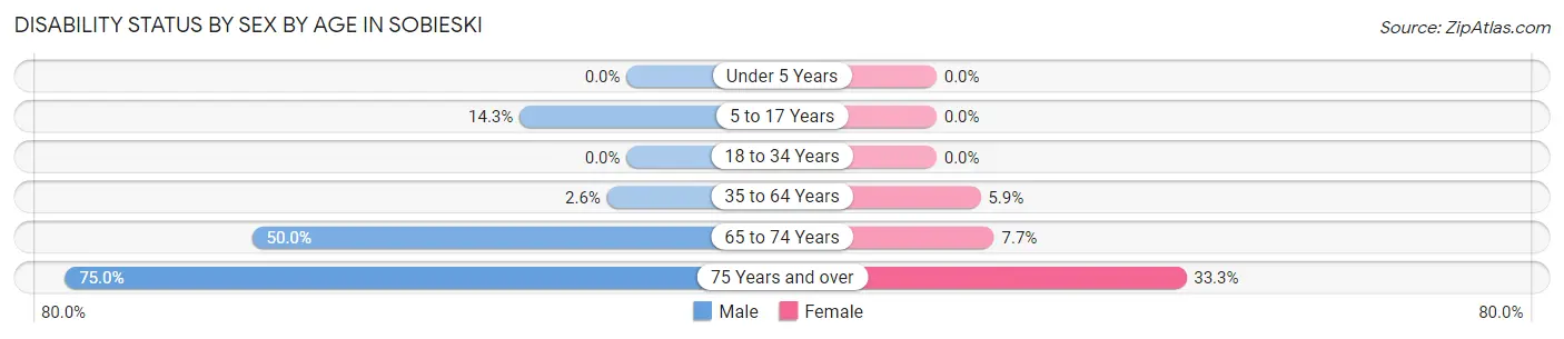 Disability Status by Sex by Age in Sobieski