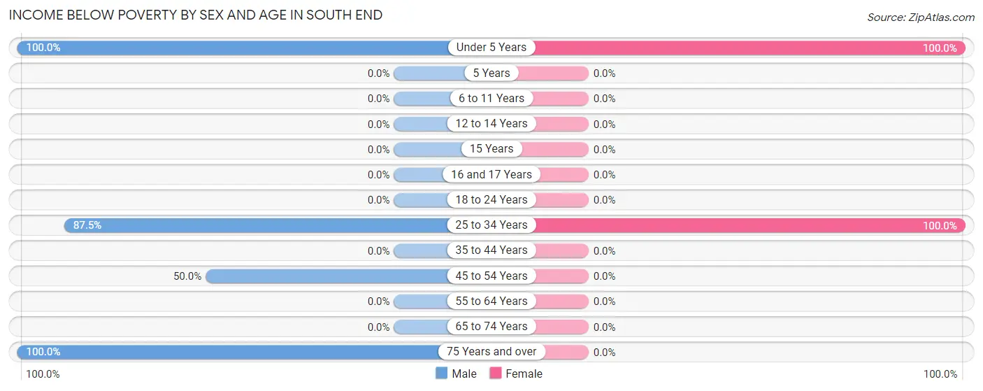 Income Below Poverty by Sex and Age in South End
