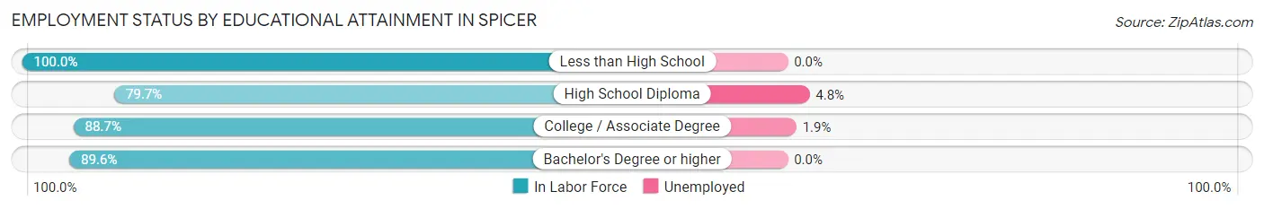 Employment Status by Educational Attainment in Spicer