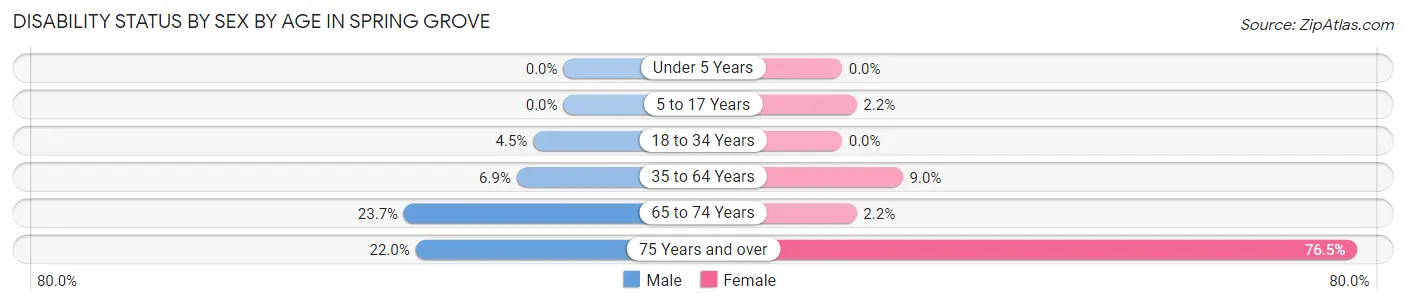 Disability Status by Sex by Age in Spring Grove