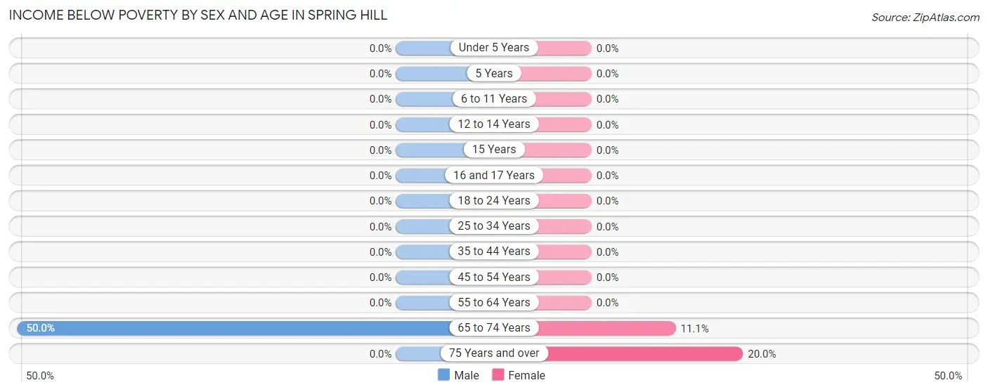 Income Below Poverty by Sex and Age in Spring Hill