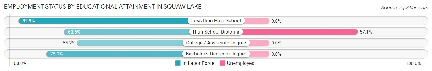 Employment Status by Educational Attainment in Squaw Lake