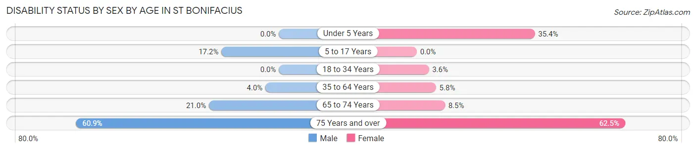 Disability Status by Sex by Age in St Bonifacius