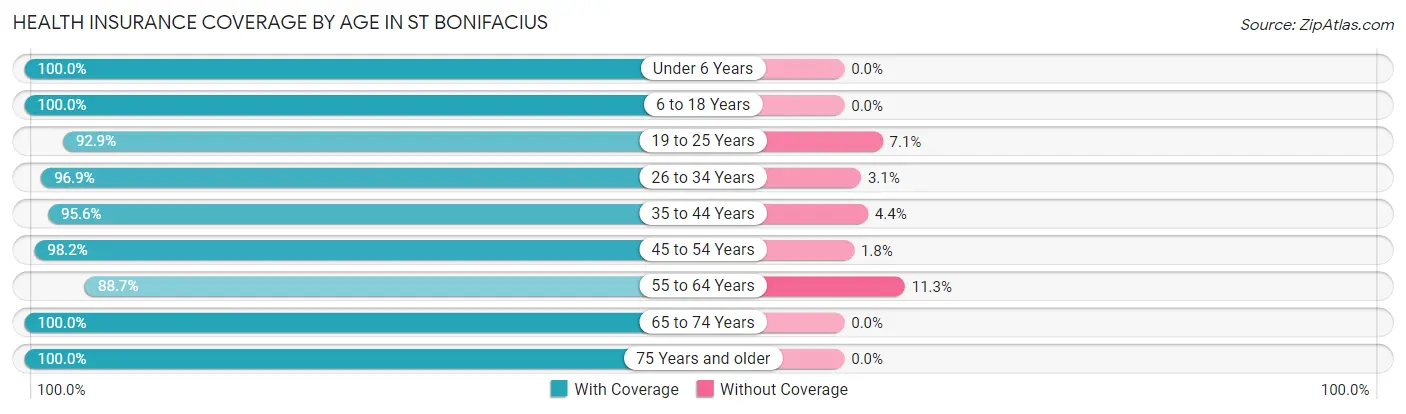 Health Insurance Coverage by Age in St Bonifacius
