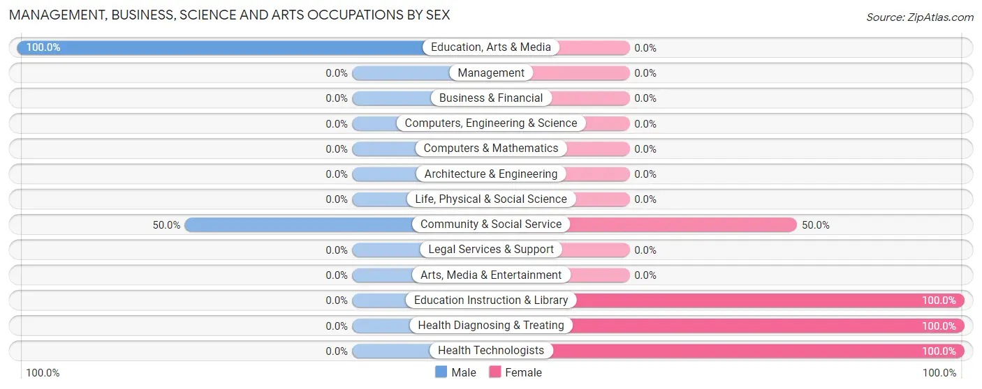 Management, Business, Science and Arts Occupations by Sex in St Leo