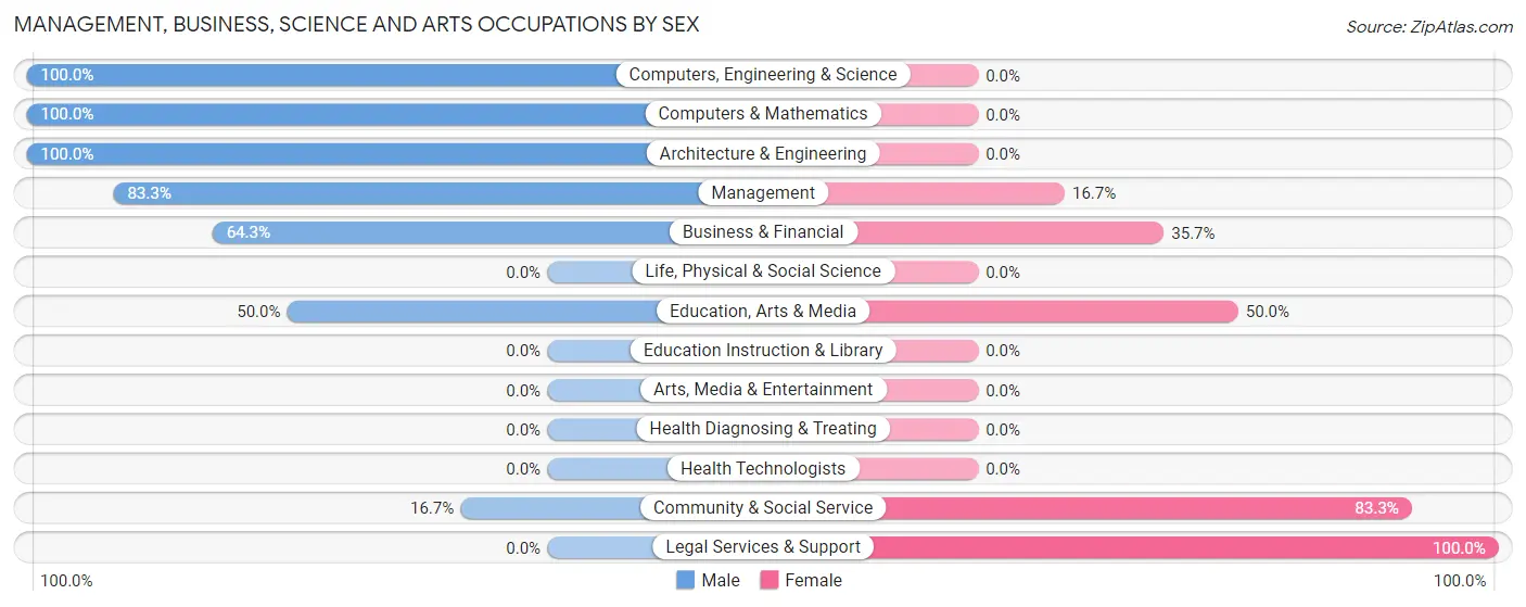 Management, Business, Science and Arts Occupations by Sex in Storden