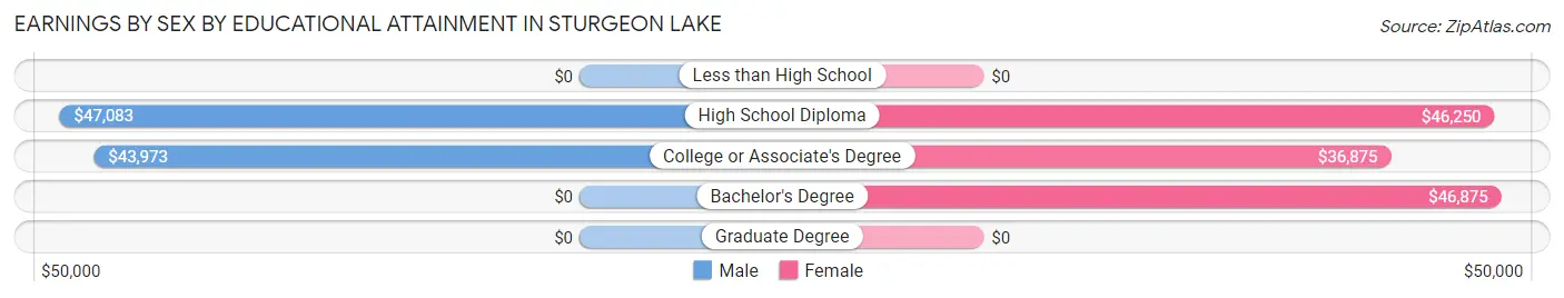 Earnings by Sex by Educational Attainment in Sturgeon Lake