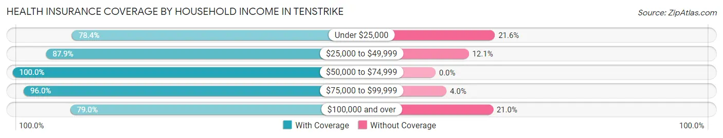 Health Insurance Coverage by Household Income in Tenstrike