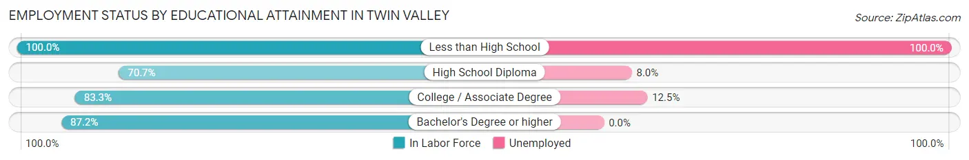 Employment Status by Educational Attainment in Twin Valley