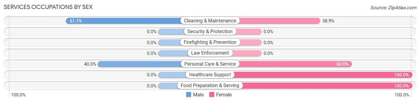 Services Occupations by Sex in Twin Valley