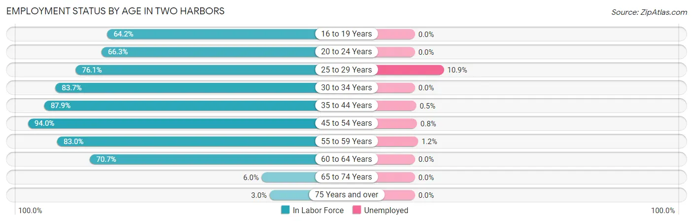 Employment Status by Age in Two Harbors