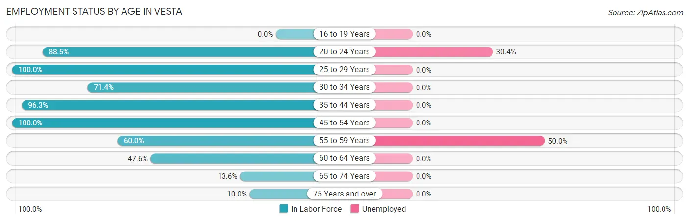 Employment Status by Age in Vesta