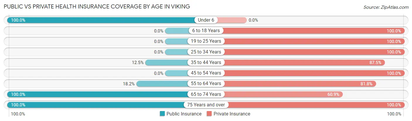 Public vs Private Health Insurance Coverage by Age in Viking