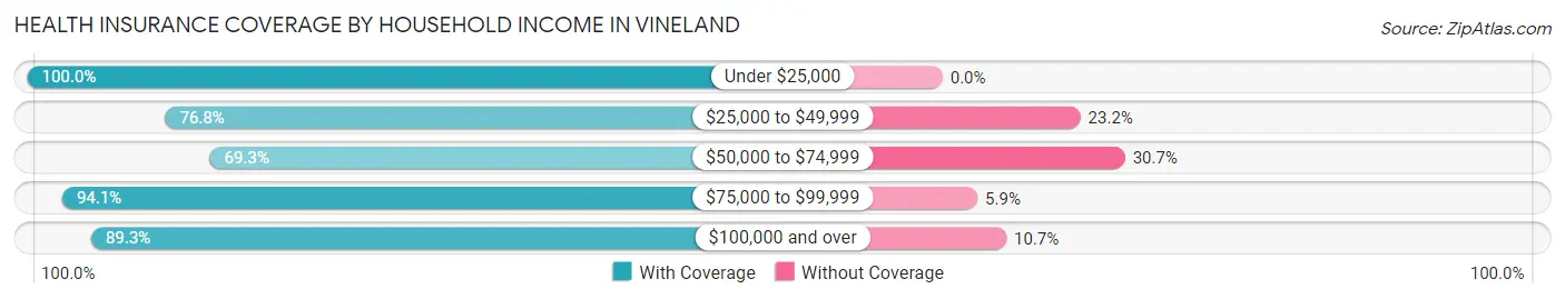 Health Insurance Coverage by Household Income in Vineland