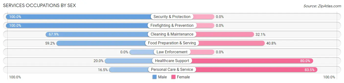 Services Occupations by Sex in Virginia