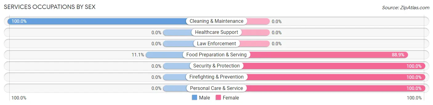 Services Occupations by Sex in Wahkon