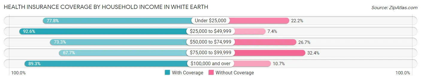 Health Insurance Coverage by Household Income in White Earth