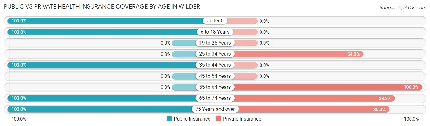 Public vs Private Health Insurance Coverage by Age in Wilder