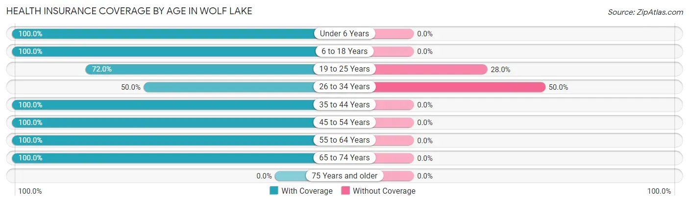 Health Insurance Coverage by Age in Wolf Lake