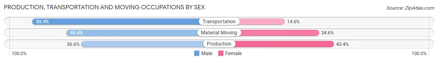 Production, Transportation and Moving Occupations by Sex in Wyoming