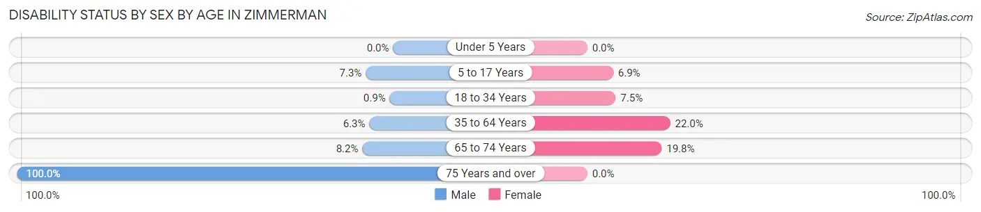 Disability Status by Sex by Age in Zimmerman
